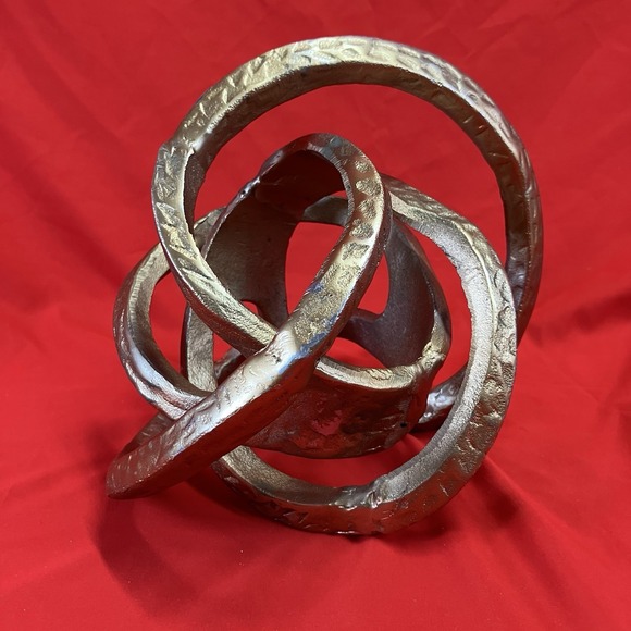 Vintage Gold Tone Metal Knot / Abstract Art / Modern Sculpture Painted / Flaw - Picture 8 of 16